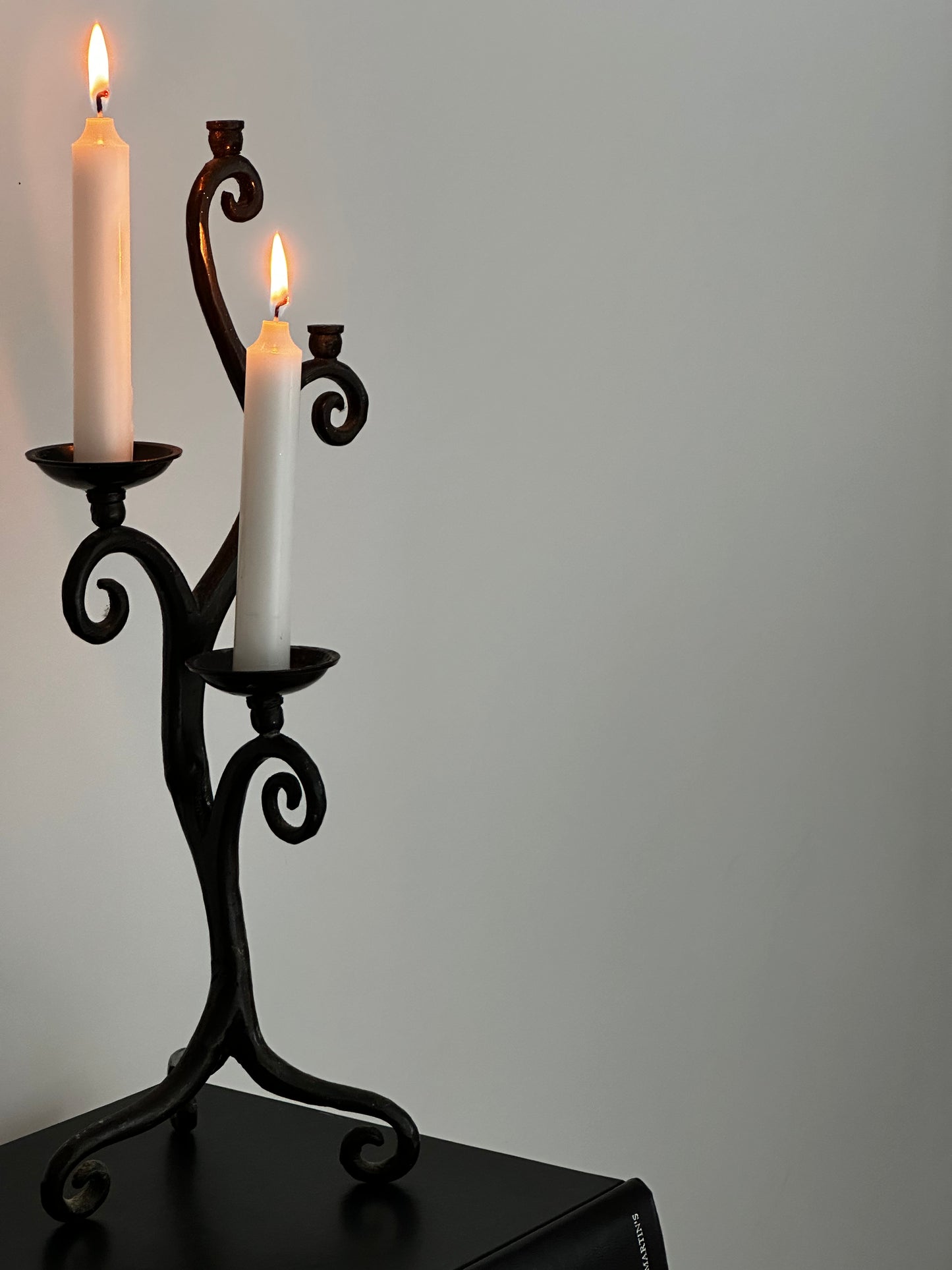 Brutalist Hand Forged Iron Candle Holder