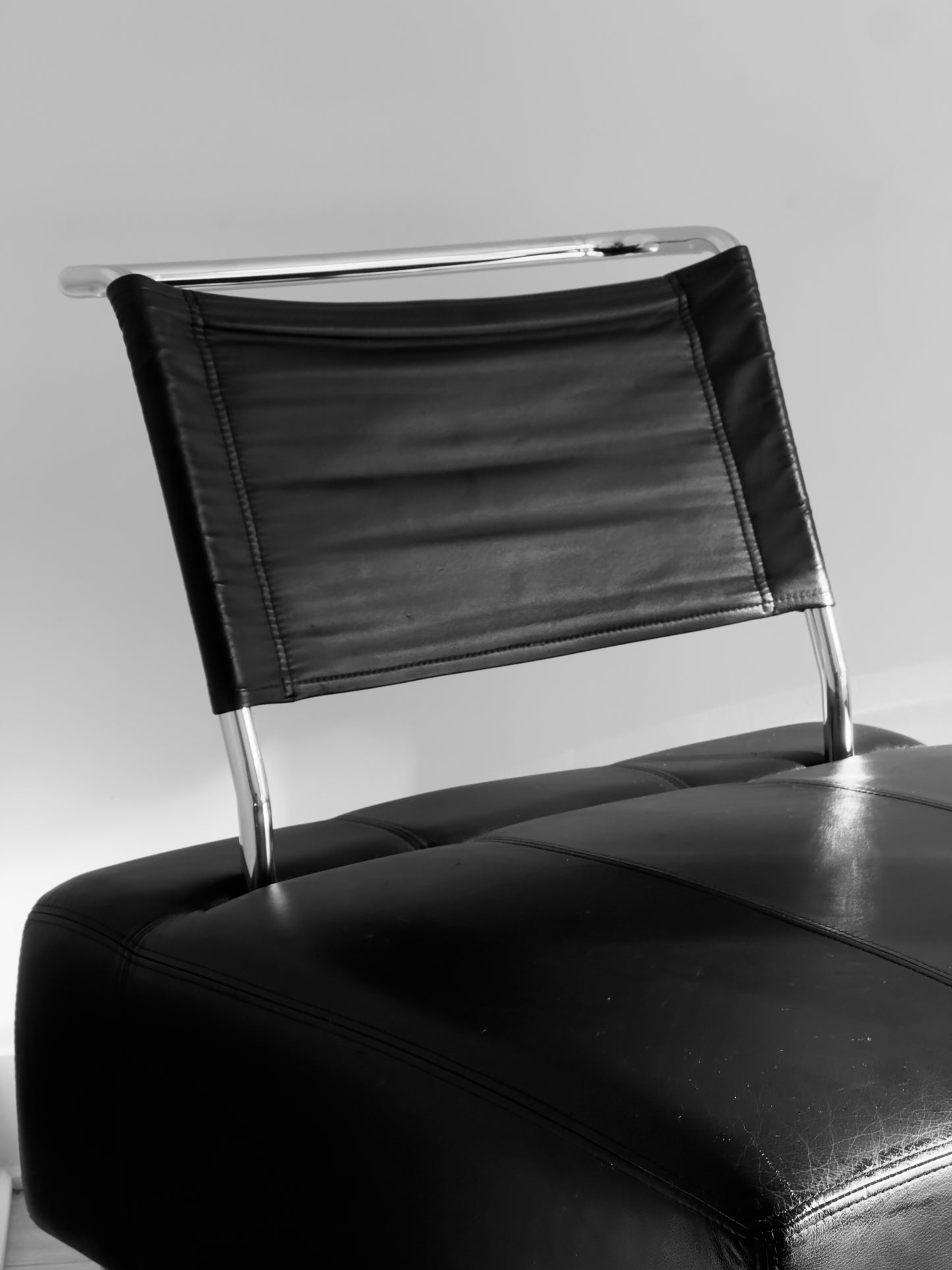 Post Modern Leather and Chrome Sofa Chair, 1990s By Normand Couture Design