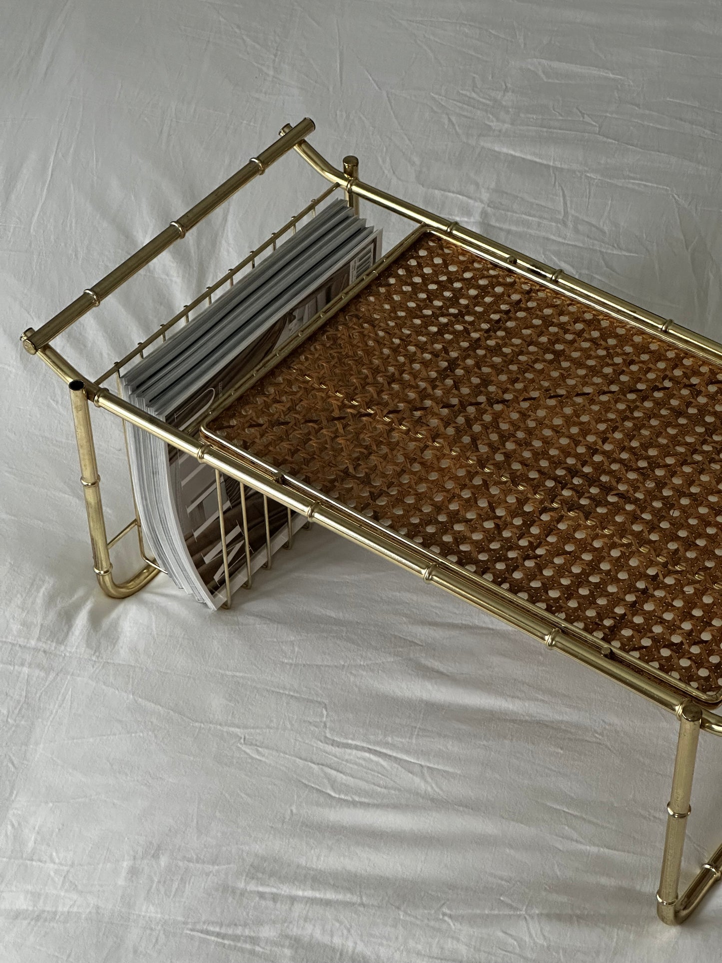 Vintage Brass Bamboo Breakfast Tray