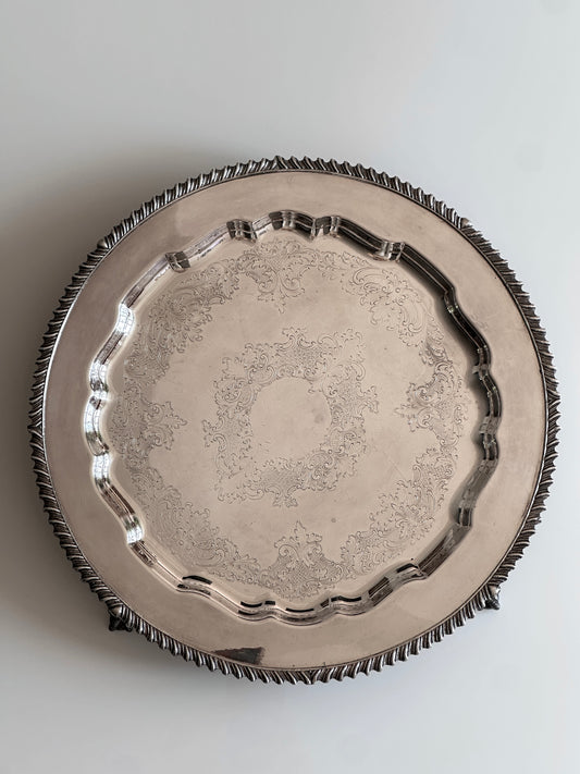 Large Footed Silver Plate Tray