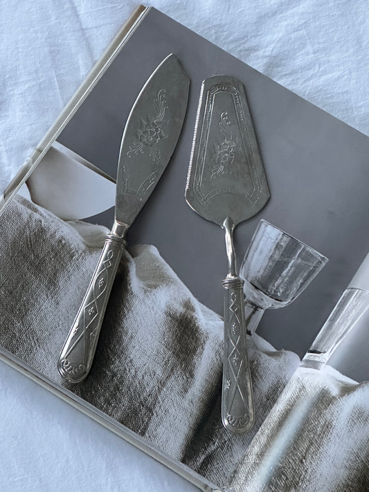 Silver Plate Cake Knife and Server