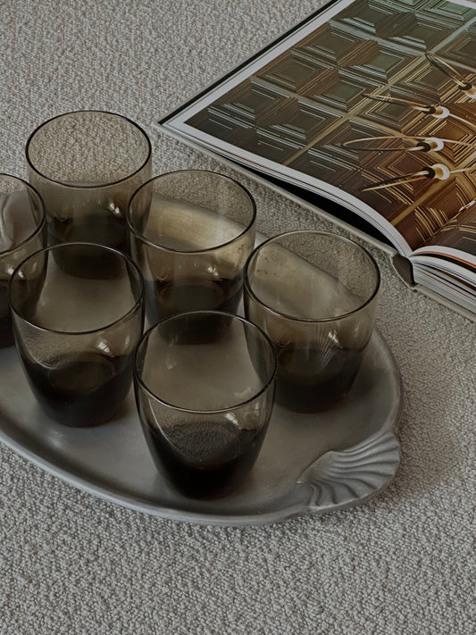 Vintage Libbey Smokey Brown Glasses - Set of 6