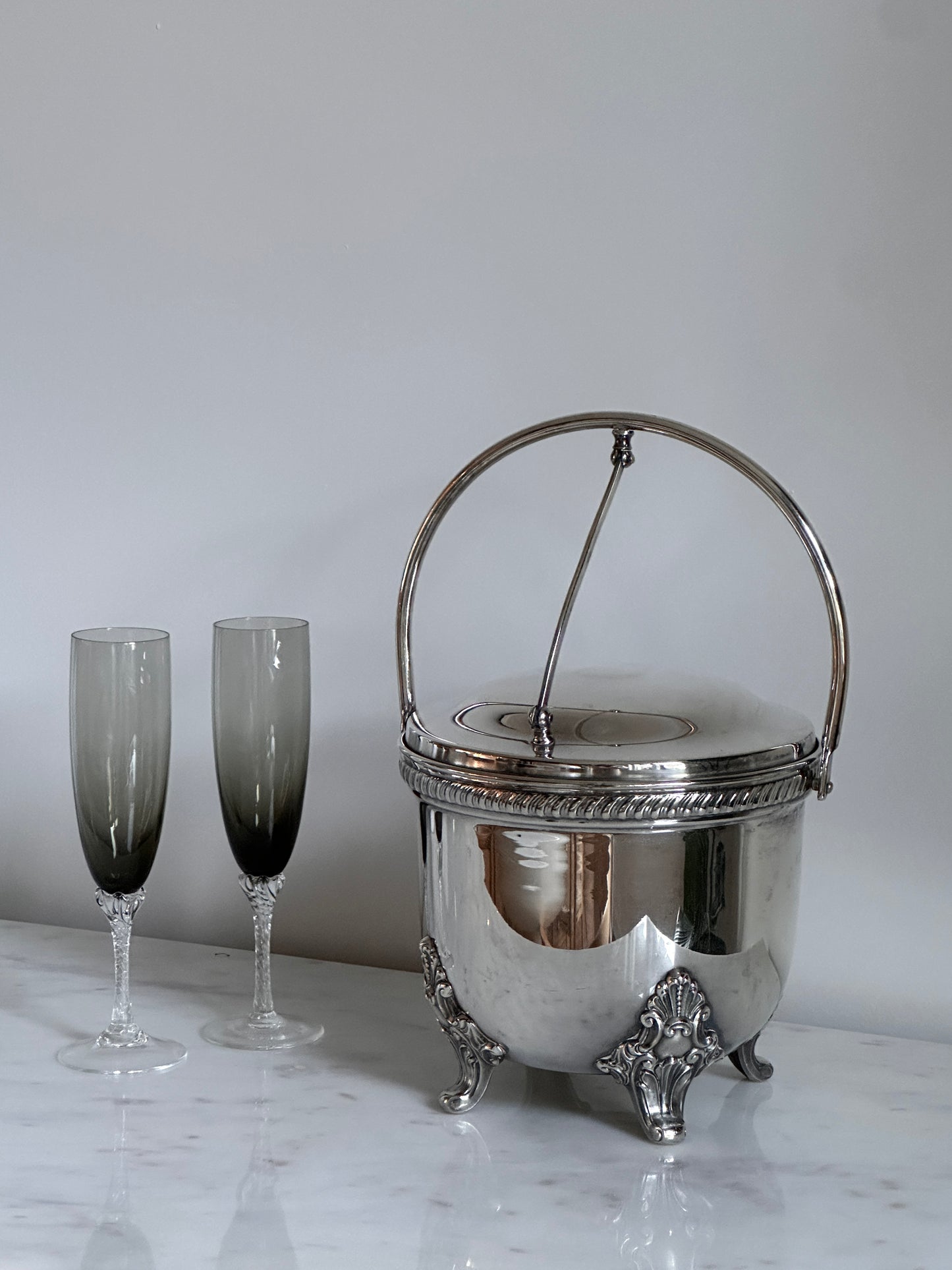 Silver Plate Footed Ice Bucket