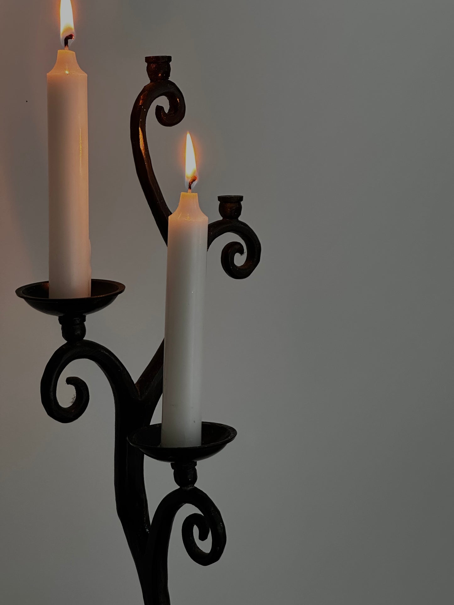 Brutalist Hand Forged Iron Candle Holder