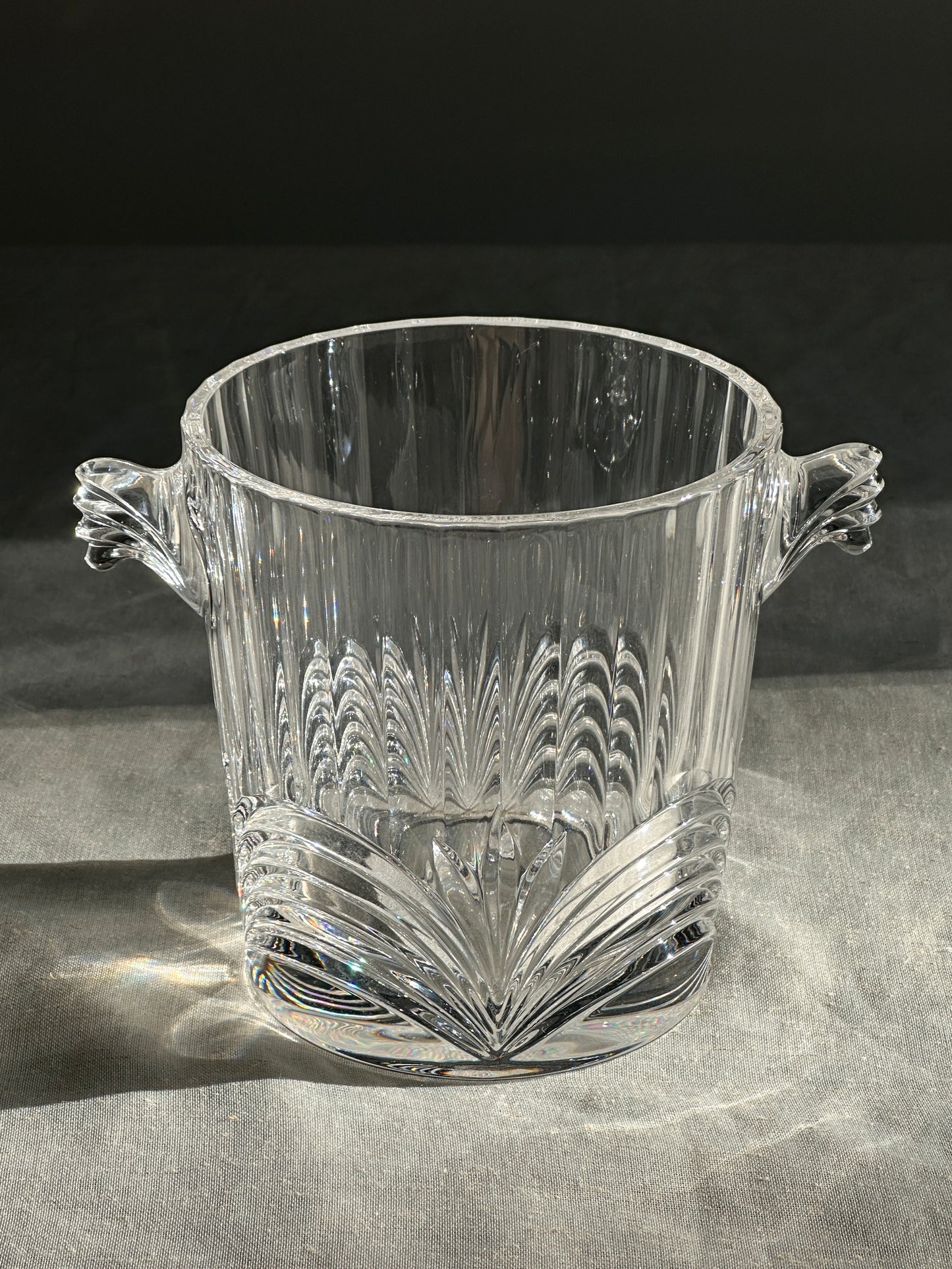 Heavy Swirled Crystal Glasses and Ice Bucket Set