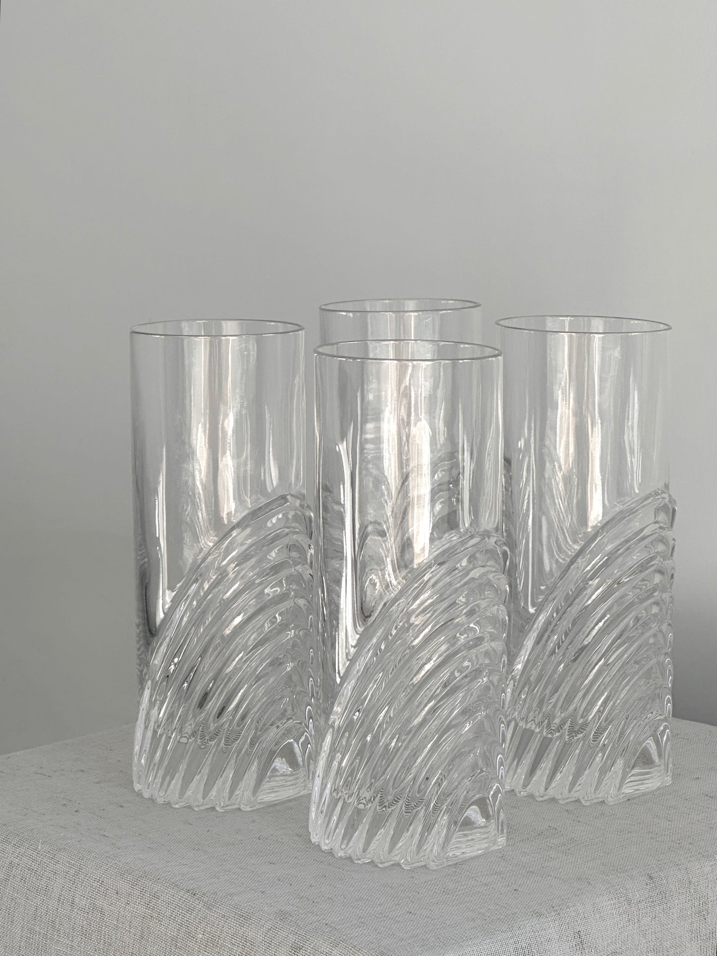 Heavy Swirled Crystal Glasses and Ice Bucket Set