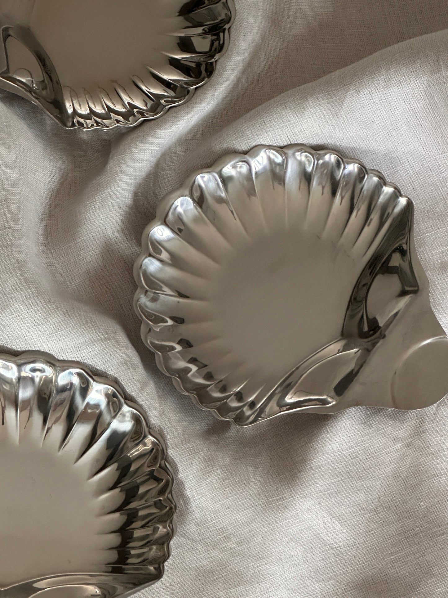 Stainless Steel Seashell Plates (Set of 4)