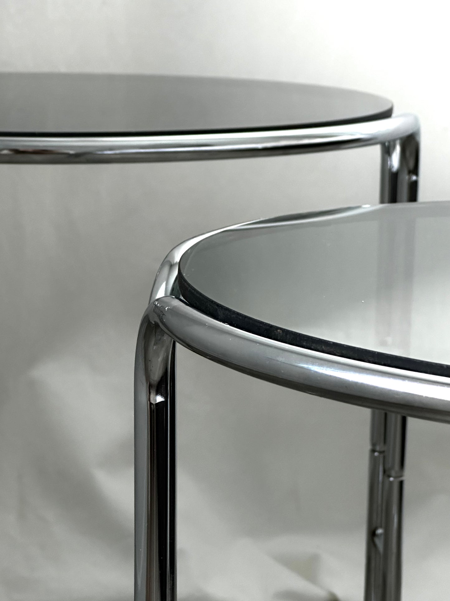 MCM Chrome and Smoked Glass Side Tables - Set of 2