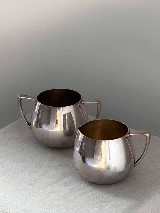 Silver Plated Creamer & Sugar Bowl