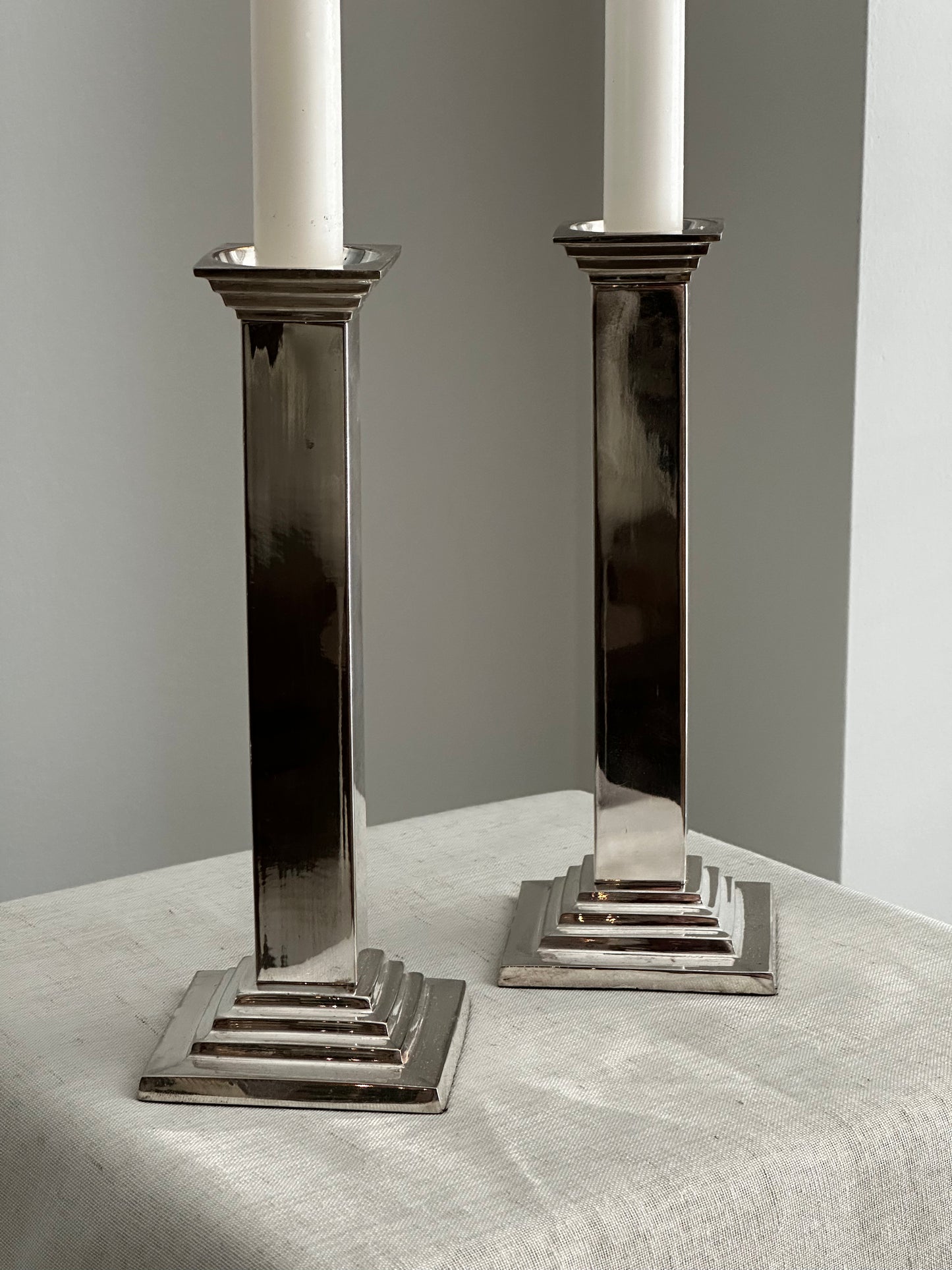 Art Deco vintage silver plated candlestick holders