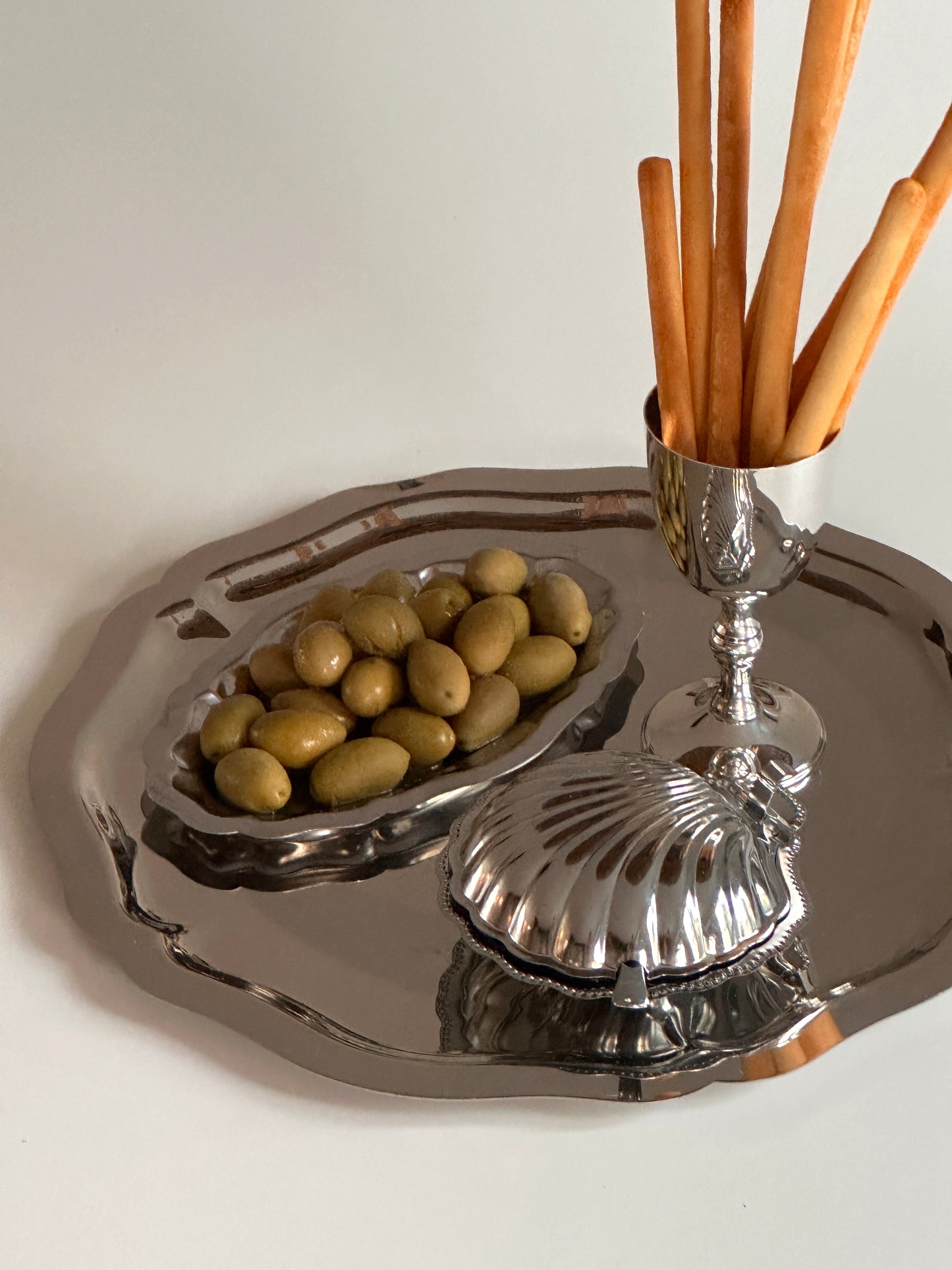 Adorned French Steel Tray