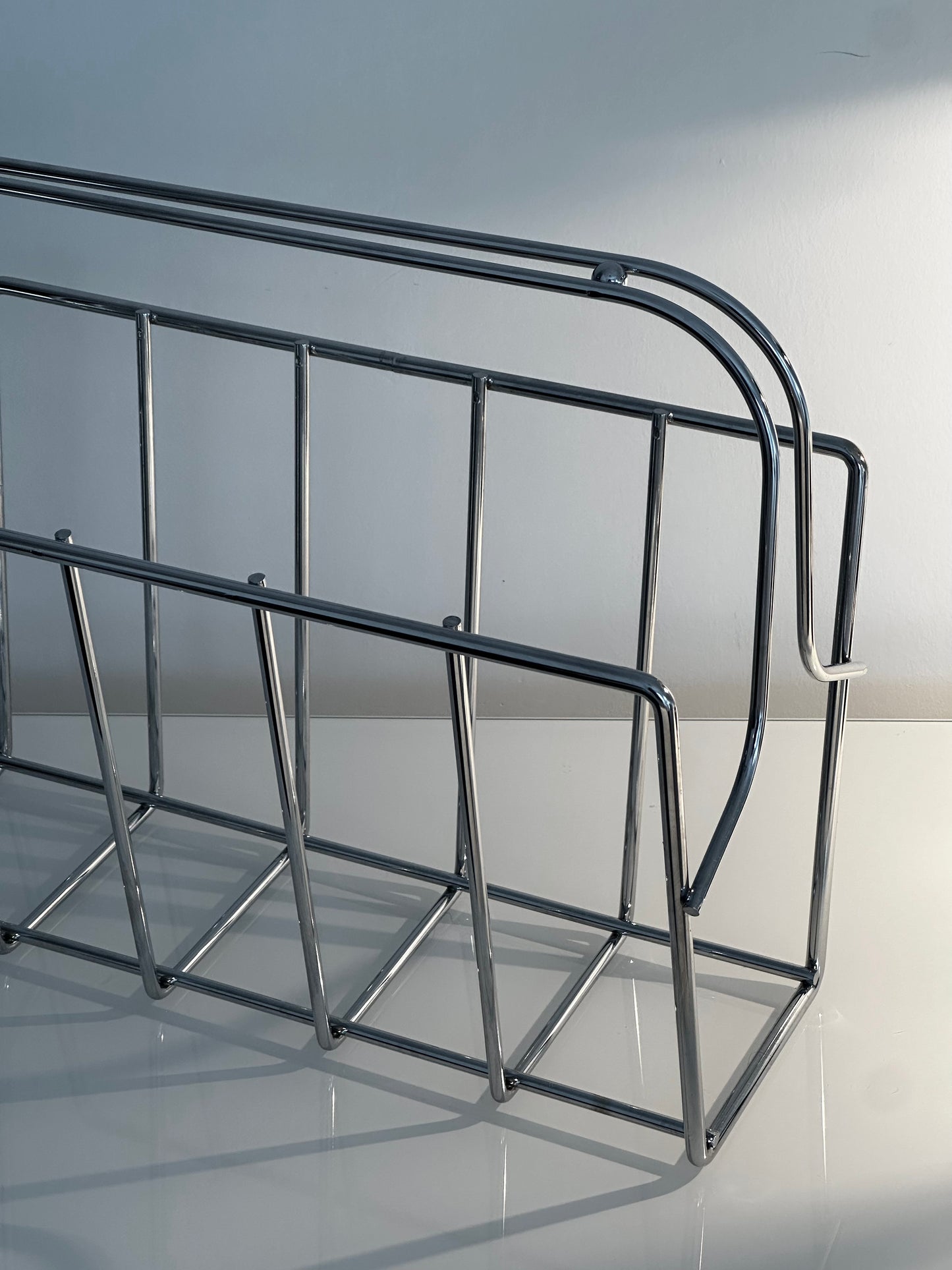 Mid Century Modern Chrome Magazine Rack