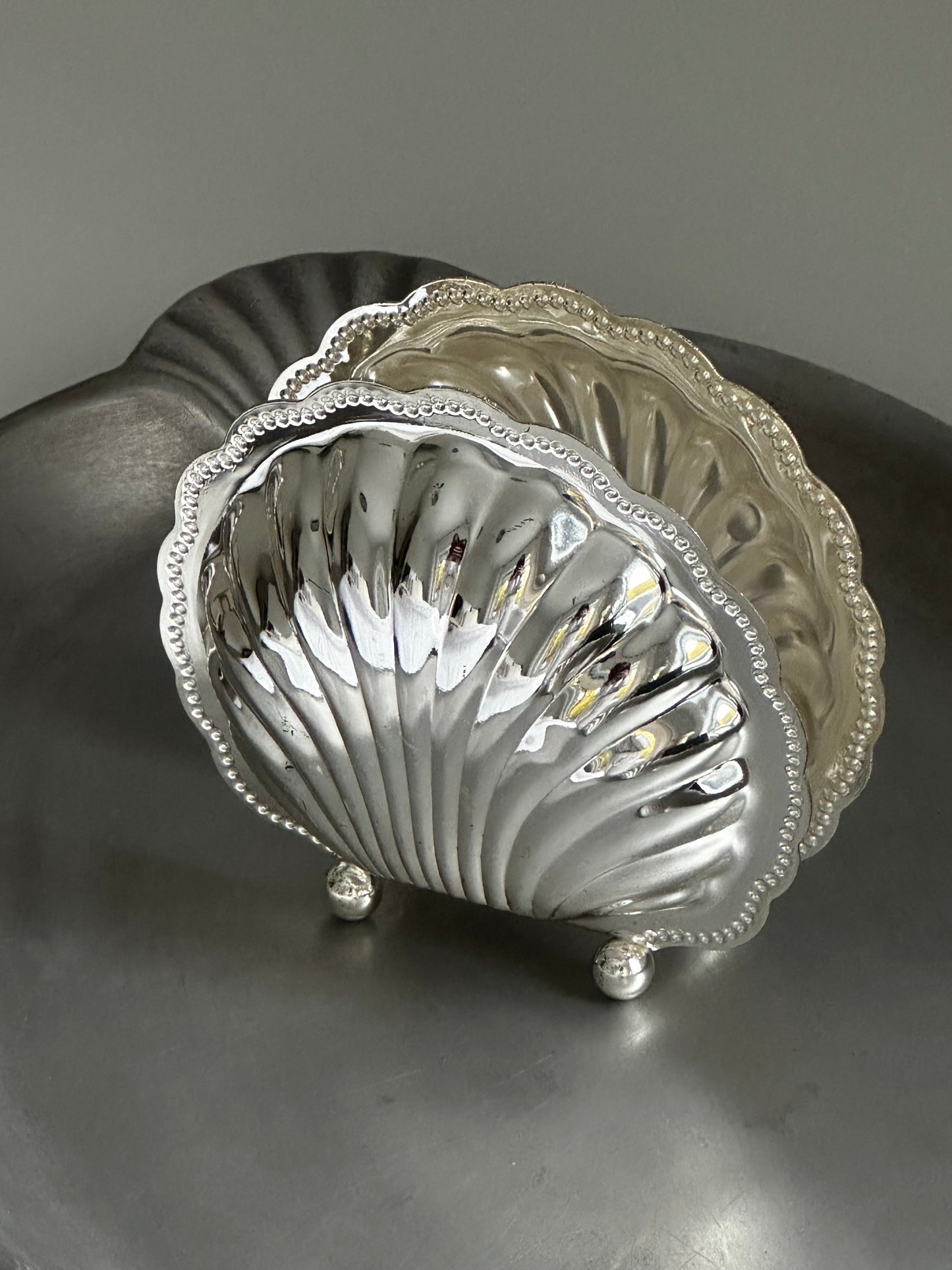 Vintage Silver Seashell Napkin Holder