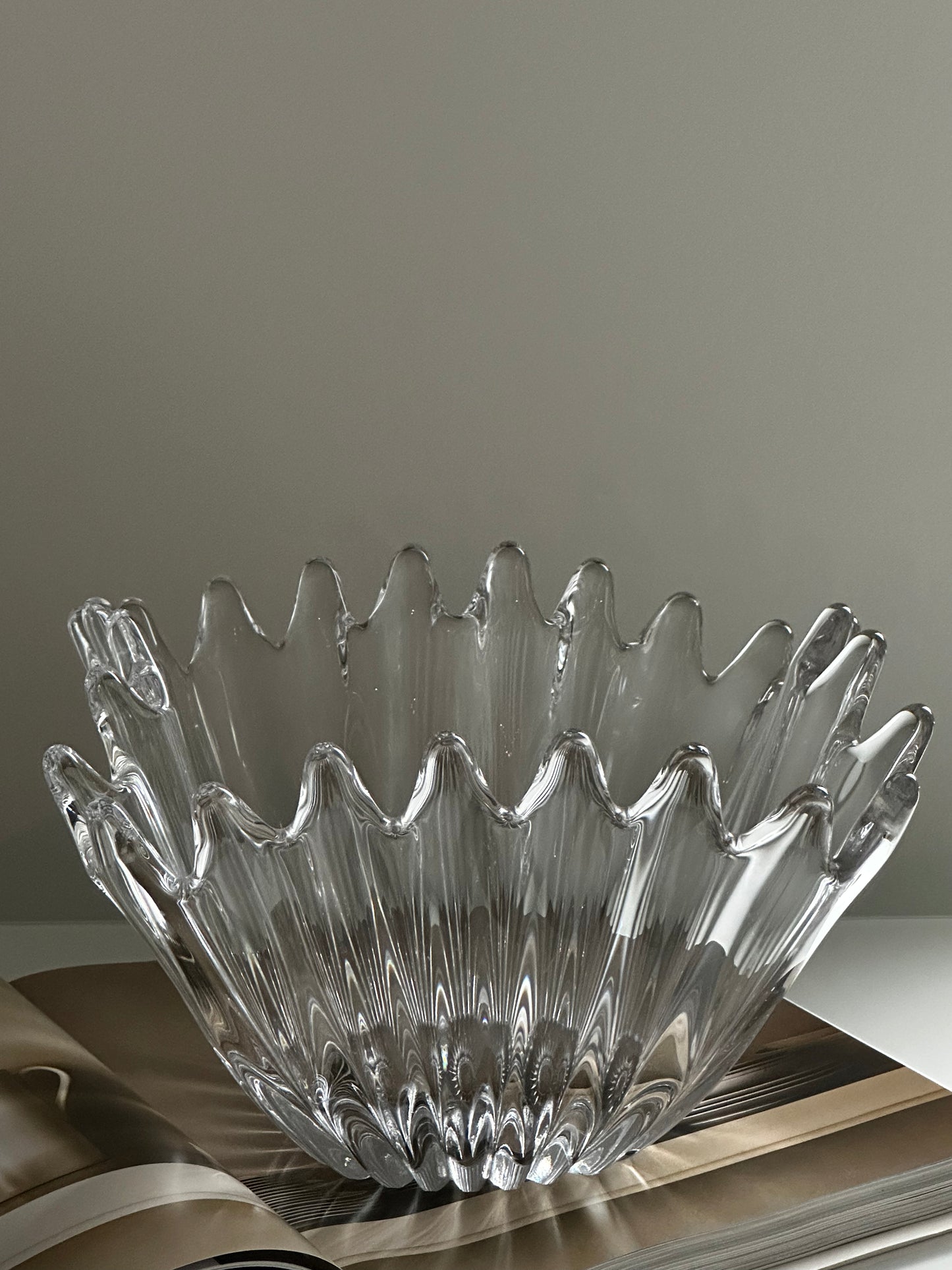 Vintage Cofrac France Art Verrier Crystal Centerpiece Bowl