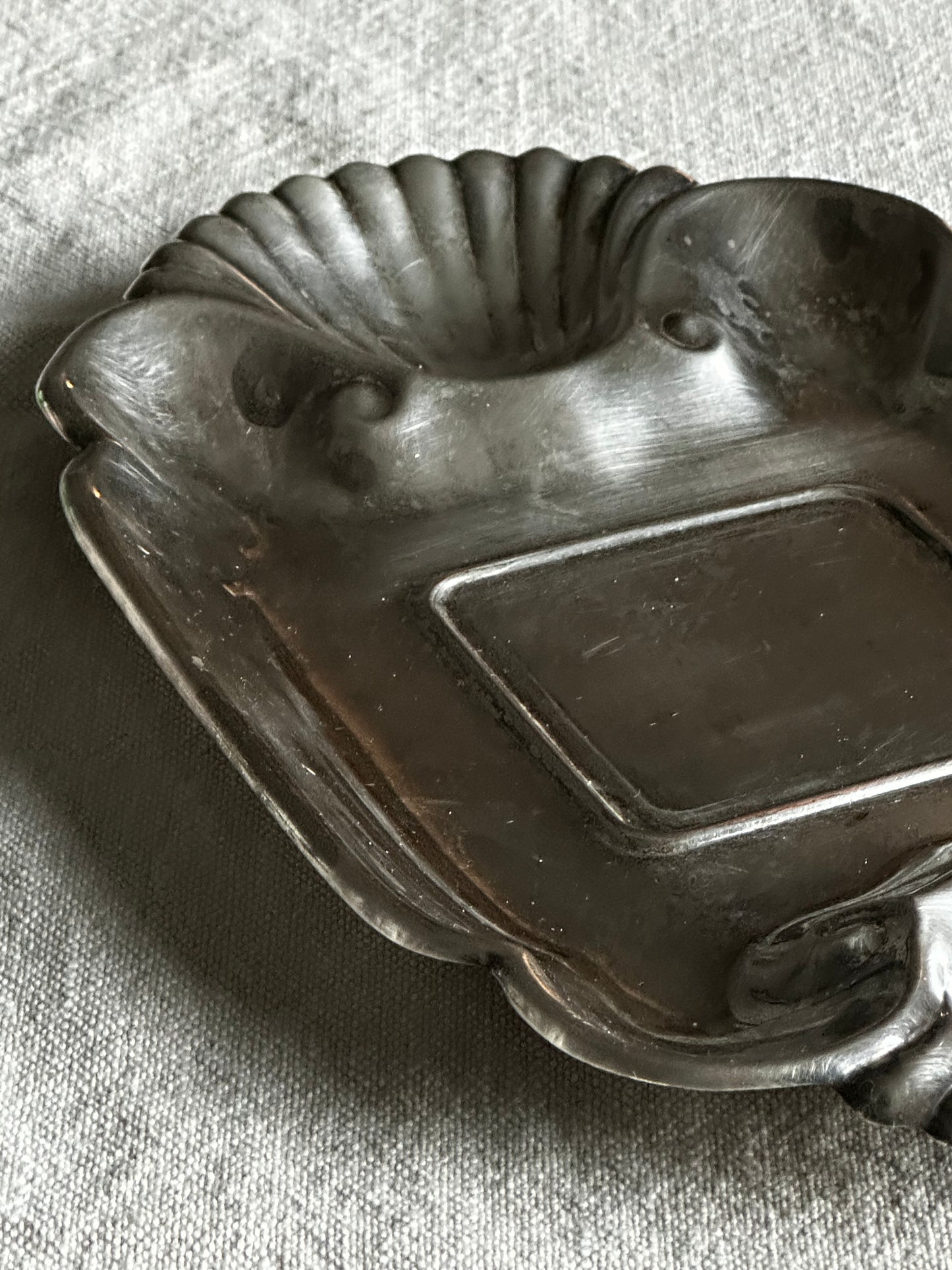 Vintage Silver Plate Serving Tray with Shell Handles