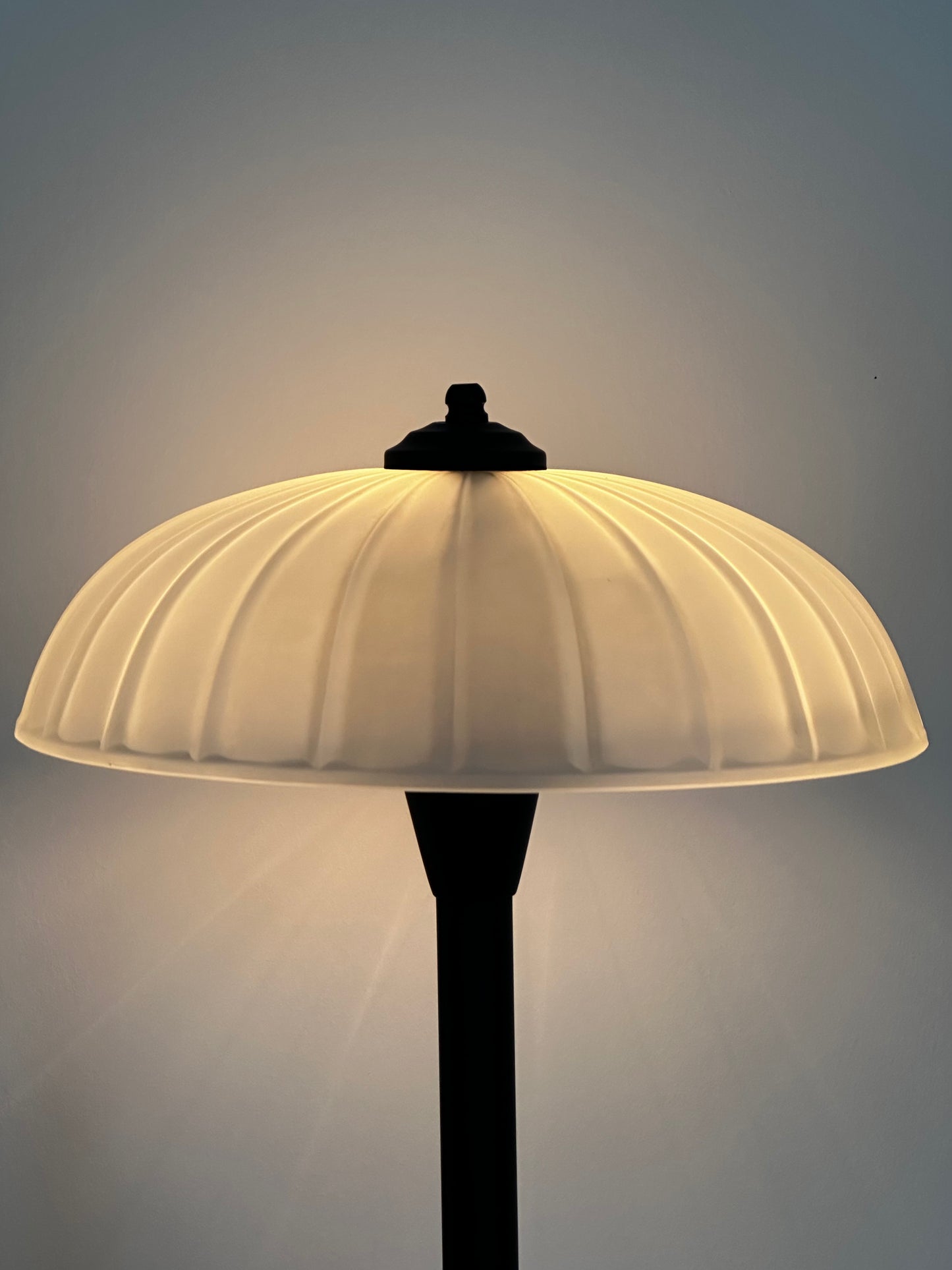 Vintage Postmodern Glass & Metal Table Lamp