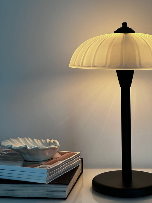 Vintage Postmodern Glass & Metal Table Lamp