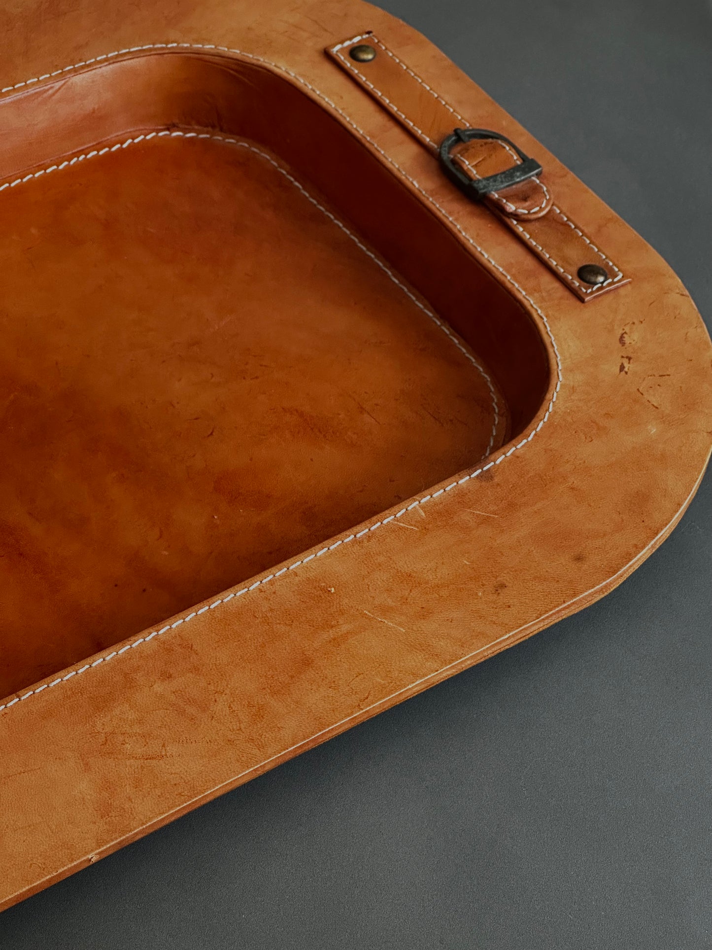 Vintage Stitched Leather Tray