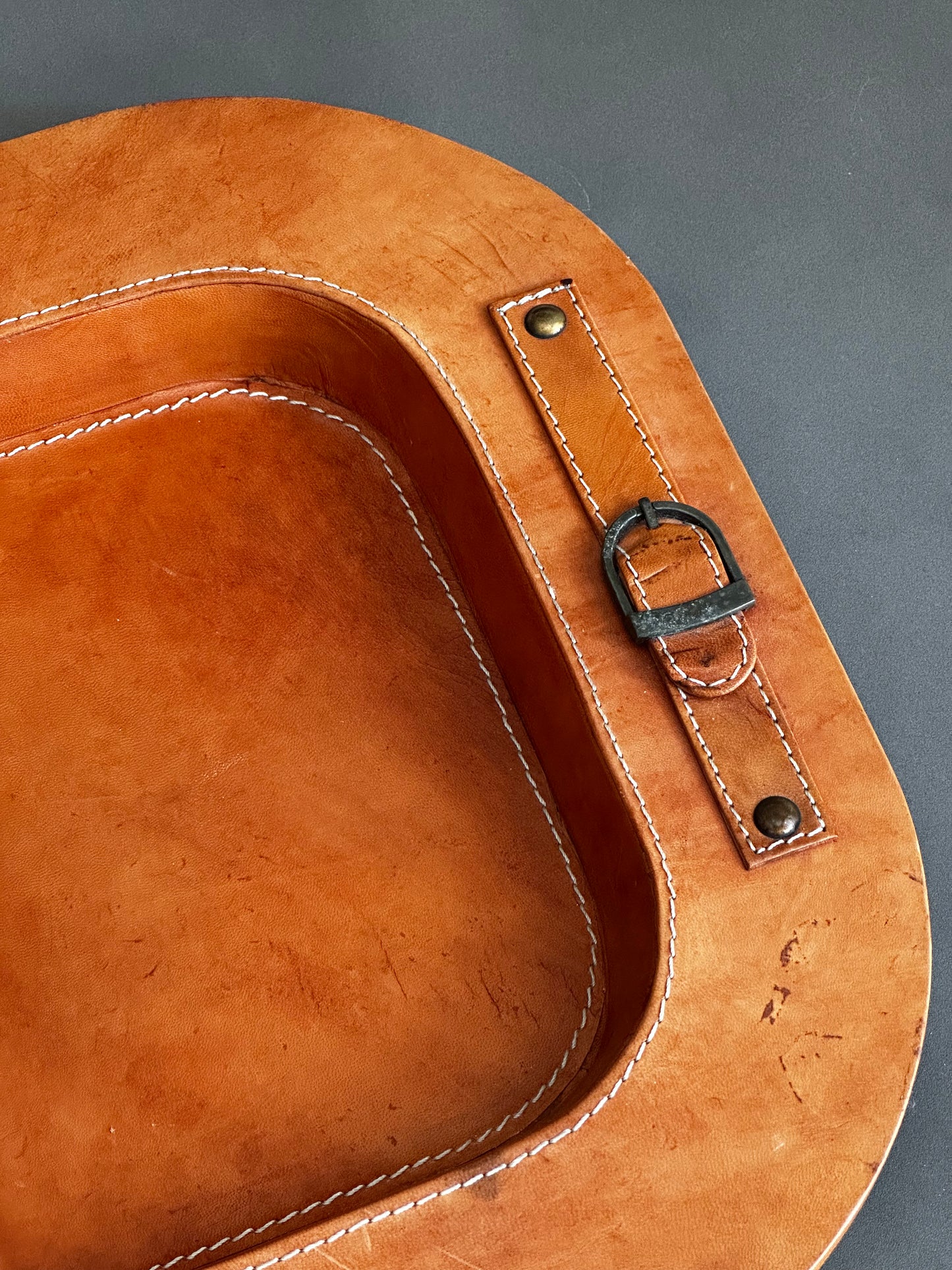 Vintage Stitched Leather Tray