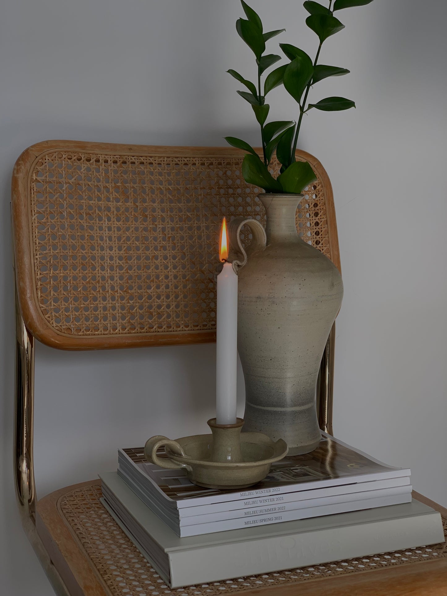 Vintage handmade glazed ceramic candlestick